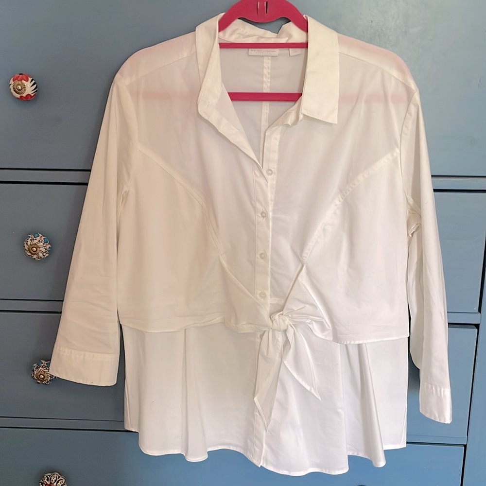 New York & Co. Tie-Front Top — White, XL